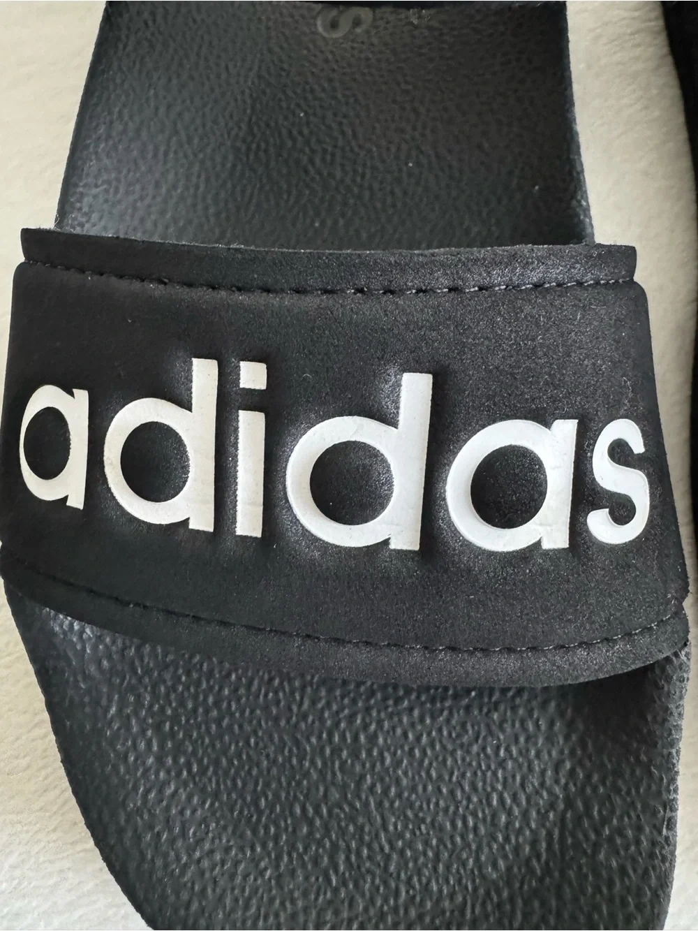 adidas Kids Black Slide Sandals with White Logo